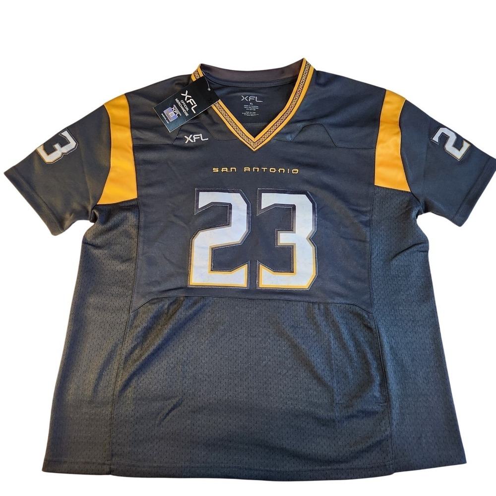 XFL San Antonio BRAHMAS Football Jersey Size XL Gray 23 Jack Coan 2023 NEW